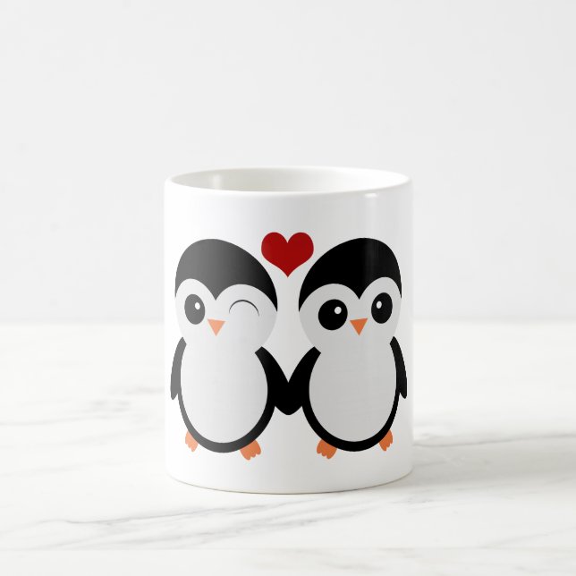 Cute penguin couple mug (Center)