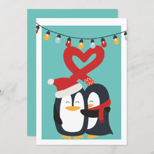 Cute Penguin Couple Personalized Christmas Holiday Card