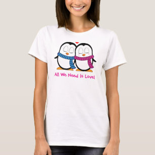 Cute Penguin Couple T-shirt with personalized Text