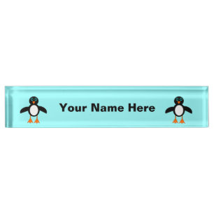 Cute Penguin Custom Desk Nameplate