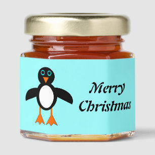 Cute Penguin Custom Honey Jar Favors
