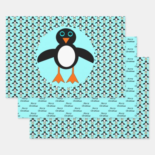 Cute Penguin Custom Wrapping Paper Sheets