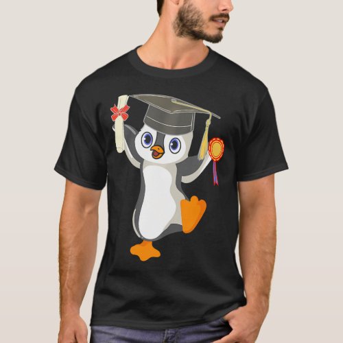 Cute Penguin Dancing Graduation Cap Certificate Fu T_Shirt