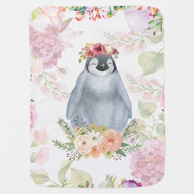 Cute Penguin Daughter Birthday Gift, Love Penguin Baby Blanket (Front)