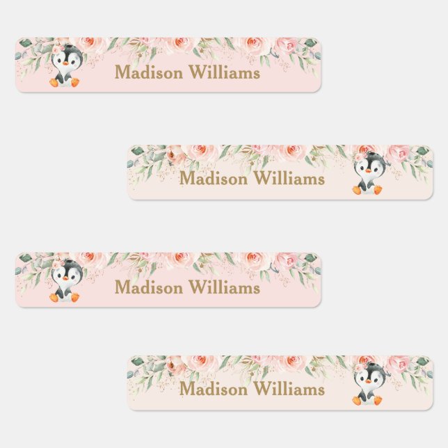 Cute Penguin Day Care School Name Clothing Kids' Labels (Group)