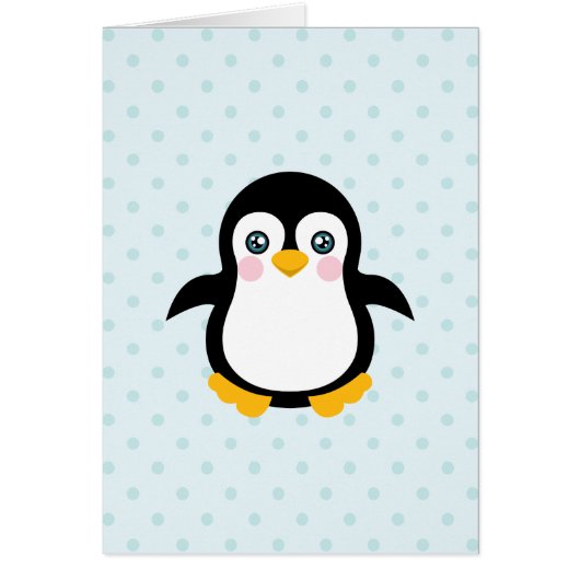 Cute Penguin Design Blue Polka Dot Background Cards (Front)