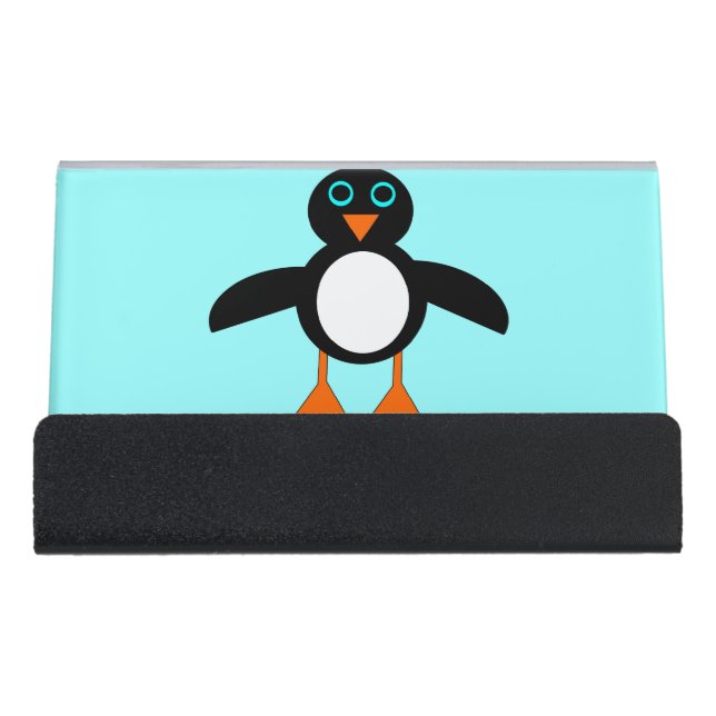 Cute Penguin Desk Business Card Holder (Front)