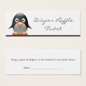 Cute Penguin Diaper Raffle Ticket - Skinny Card (Front & Back)