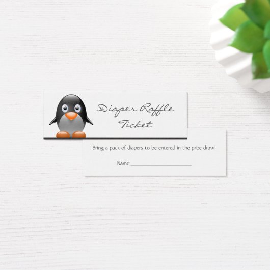 Cute Penguin Diaper Raffle Ticket - Skinny Card (Desk)