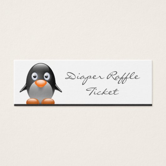 Cute Penguin Diaper Raffle Ticket - Skinny Card (Front)