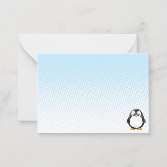 Cute Penguin Drawing Blank Custom Note Card (Front)