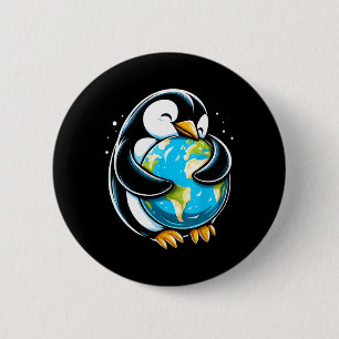 Cute Penguin Earth Day Funny Animal Earth Day Envi Button