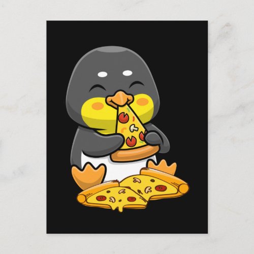 Cute Penguin eating pizza Postcard