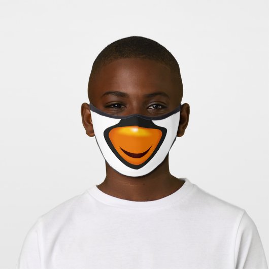 Cute Penguin Face Cartoon Style Kids Premium Face Mask (Worn)