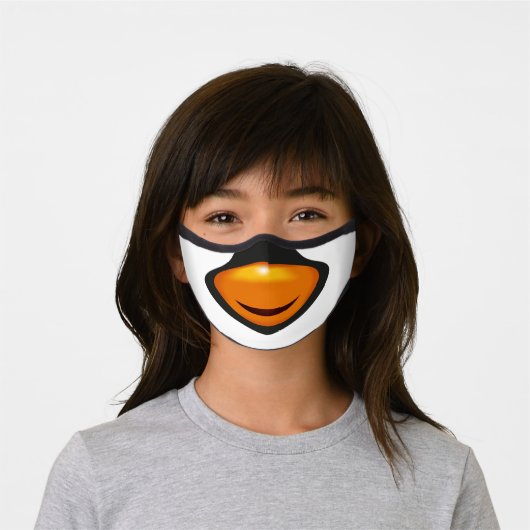 Cute Penguin Face Cartoon Style Kids Premium Face Mask (Worn)