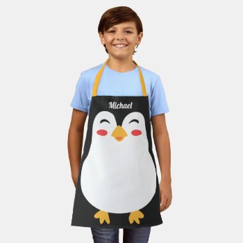Cute Penguin Face For Kids All-over Print Apron by UrHomeNeeds at Zazzle