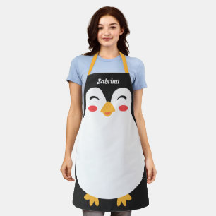 Cute Penguin Face Funny All-Over Print Apron