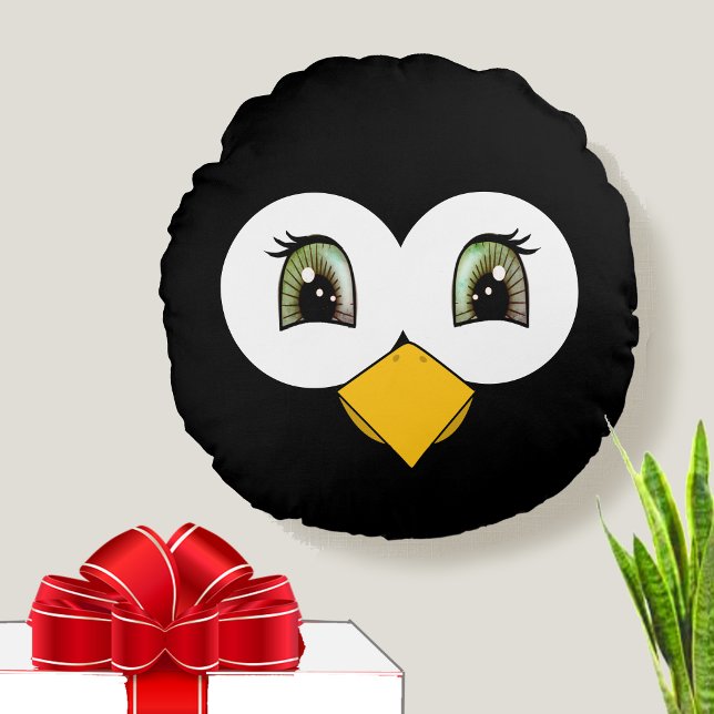 Cute Penguin Face Round Pillow (Creator Uploaded)