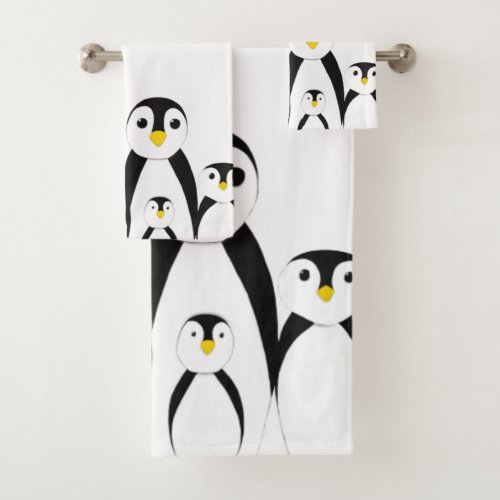 Cute Penguin Family Bath Towel Set