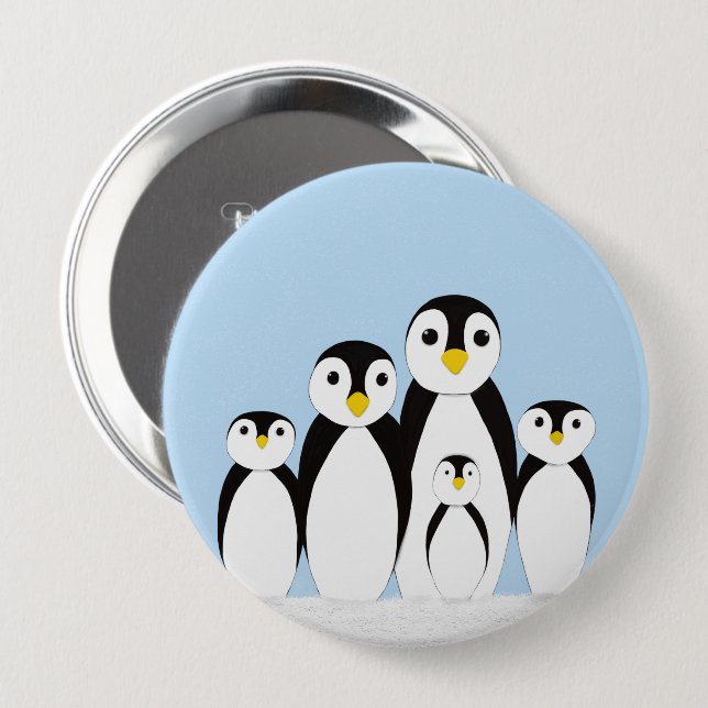 Cute Penguin Family Button (Front & Back)