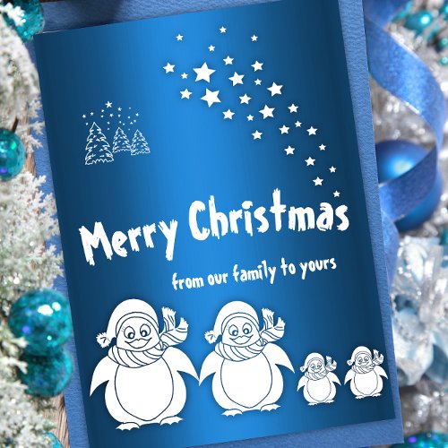 Cute Penguin Family Christmas Holiday Card