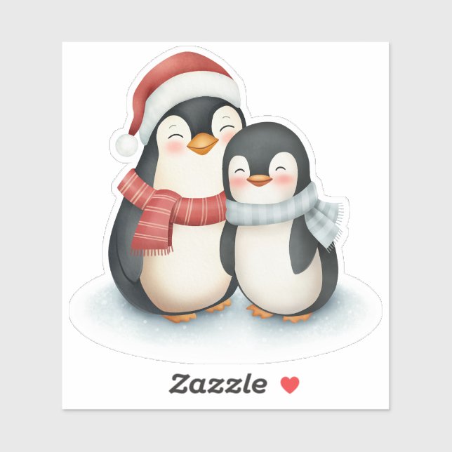 Cute Penguin Family Christmas Sticker (Sheet)