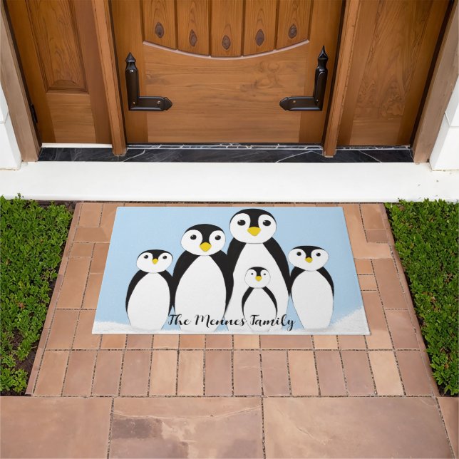 Cute Penguin Family Doormat (Outdoor)