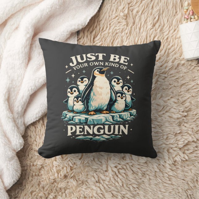Cute Penguin Family Inspirationa Throw Pillow (Blanket)