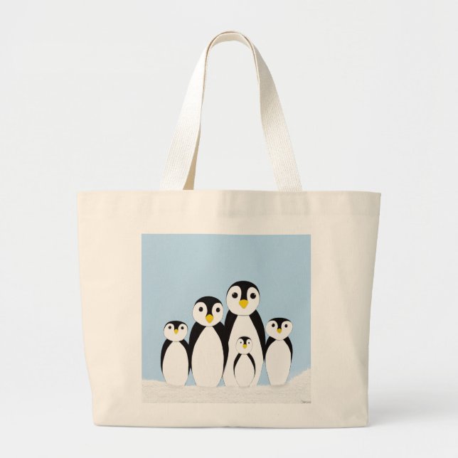Cute Penguin Family Large Tote Bag (Front)