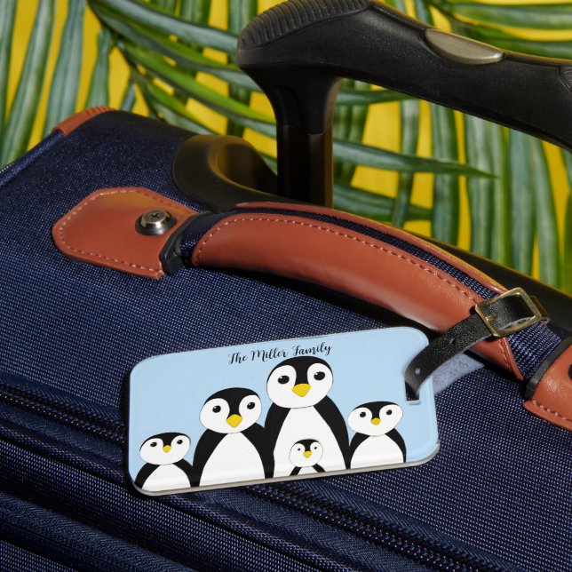 Cute Penguin Family Luggage Tag (Front Insitu 3)