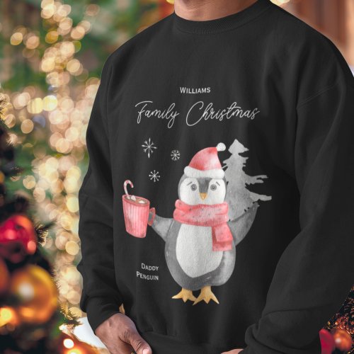 Cute Penguin Family Matching Christmas Dad Sweatshirt