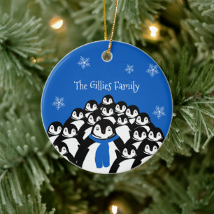 Cute Penguin Family Personalized Ceramic Ornament