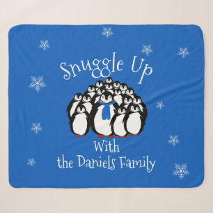 Cute Penguin Family Personalized  Sherpa Blanket