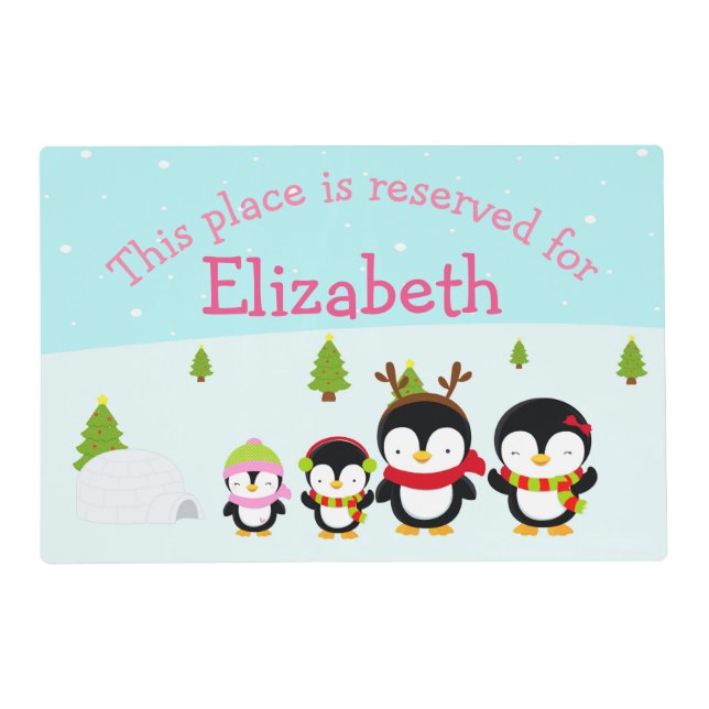 Cute Penguin Family Placemat (Front)