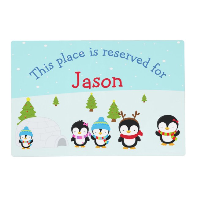 Cute Penguin Family Placemat (Front)