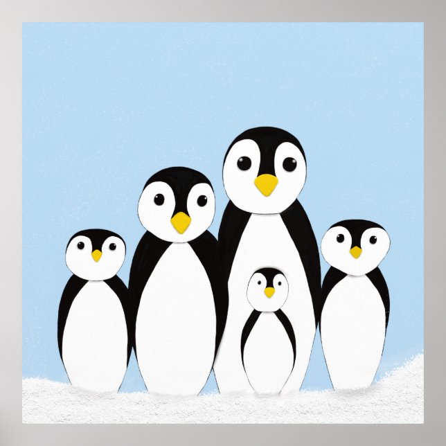 Cute Penguin Family Poster (Front)