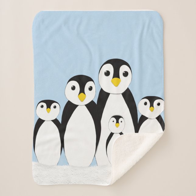 Cute Penguin Family Sherpa Blanket (Front)