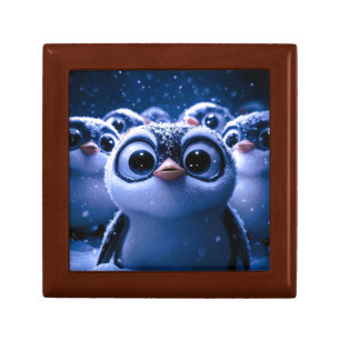 Cute Penguin Family Snowy Winter Night Gift Box