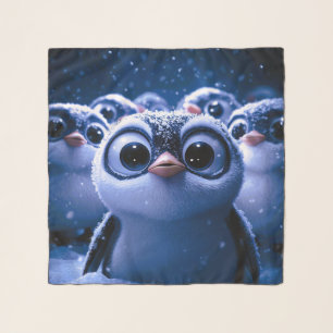 Cute Penguin Family Snowy Winter Night Scarf