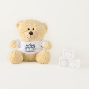 Cute Penguin Family Teddy Bear with Custom T-Shirt