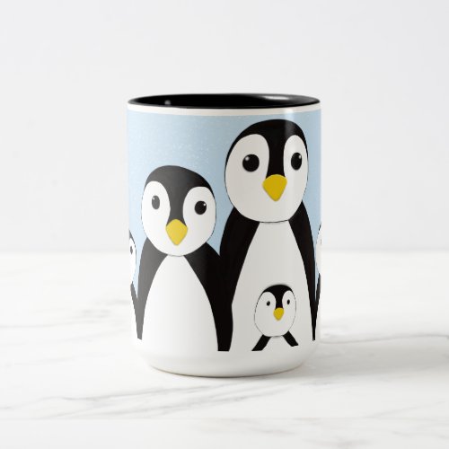 Cute Penguin Family Two_Tone Coffee Mug
