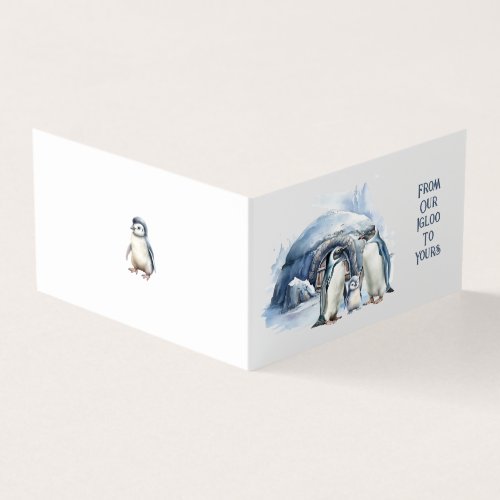 Cute Penguin Family Warm Hearts Christmas Card
