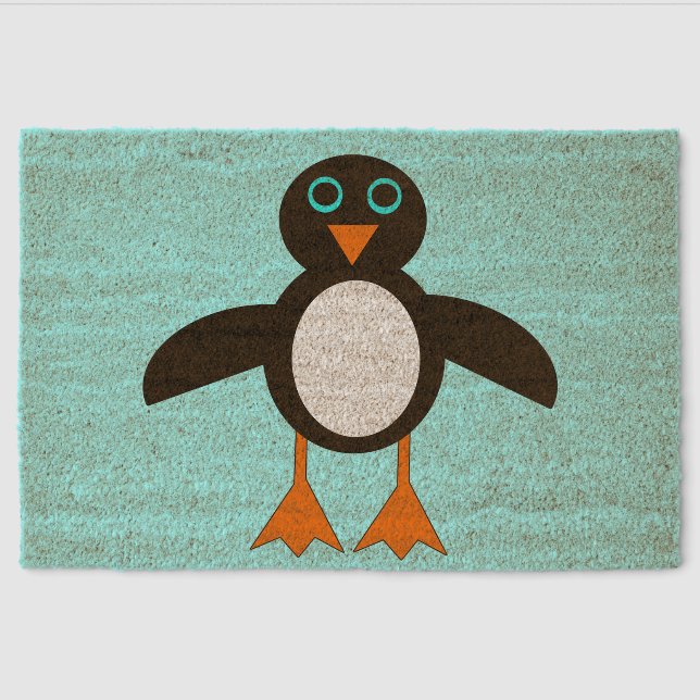 Cute Penguin Fiber Doormat (Front)