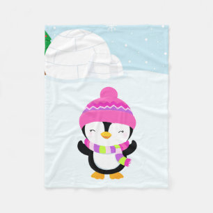 Cute penguin fleece blanket