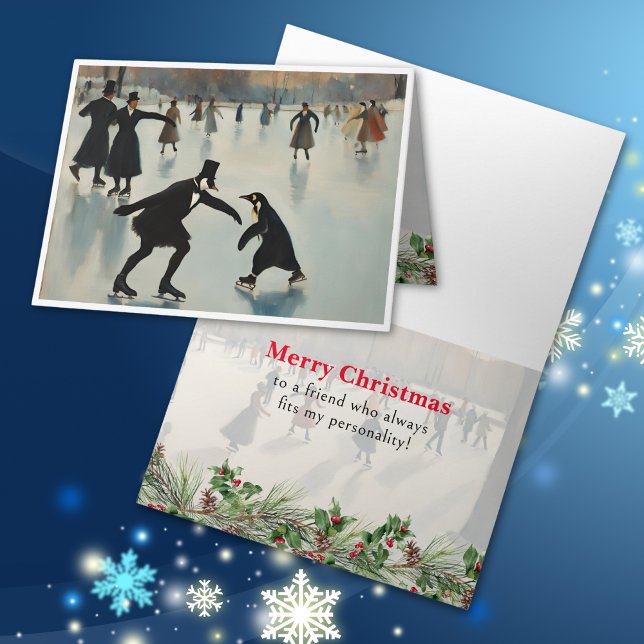 Cute Penguin Friendship Merry Christmas Card (Creator Uploaded)