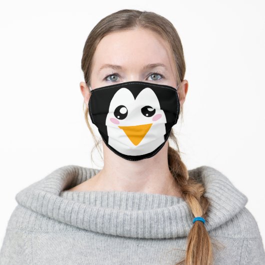 Cute penguin, fun adult cloth face mask (Worn)