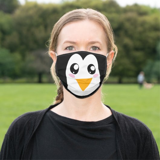 Cute penguin, fun adult cloth face mask (Outside)
