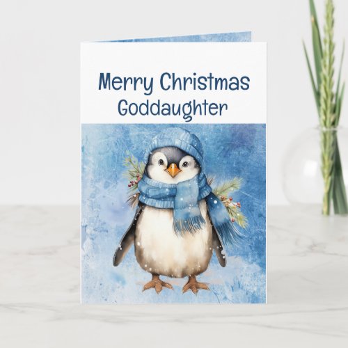 Cute Penguin Fun Animal Goddaughter Christmas Card