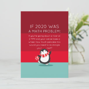 Cute Penguin Funny 2020 Math Quote Holiday Card