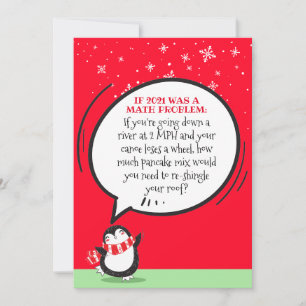 Cute Penguin Funny 2021 Math Problem Holiday Card